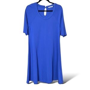 SOFT SURROUNDINGS Cobalt Blue Stretch Knit Short Sleeve Trapeze Dress US Sz L